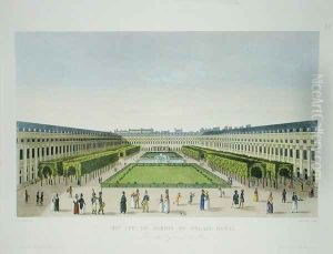View of the Gardens of the Palais Royal, as seen from the Galeries de Bois by Henri Courvoisier-Voisin