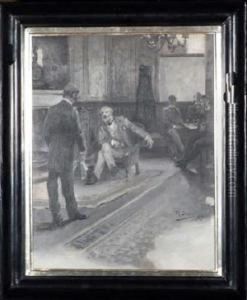 "mr. Pemberton Of Ramside Hall" - A Monochrome Interior Scene by Richard Jack