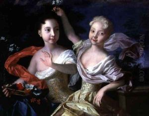 Portrait of the Princesses Anna Petrovna (1708-28) and Elizabeth Petrovna (1709-62) 1717 by Louis Caravaque