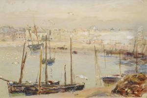 St Ives Harbour, Cornwall, Early Morning With Mist