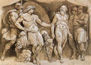 Briseis leaving Achilles' Tent by Giuseppe Cades