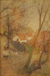 Cottages And Figures At Runswick Bay