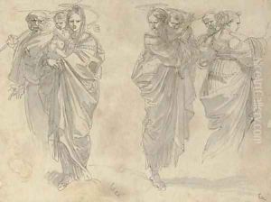 Three studies of the Holy Family by Giuseppe Cades