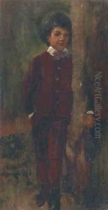 A boy leaning on a tree by James Elder Christie