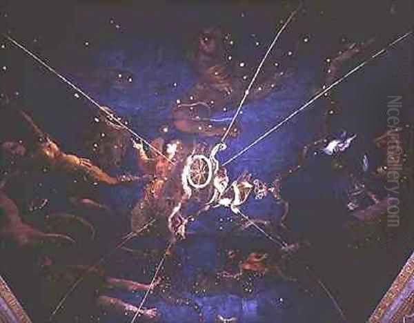 The goddess Diana in her chariot surrounded by representations of the signs of the zodiac from the Sala dello Zodiaco - view 1