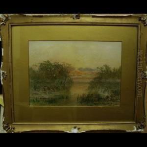 Sunset Over Lake by Otto Reinhard Jacobi