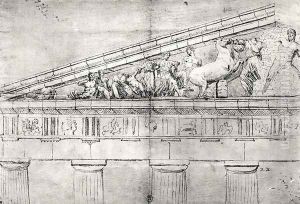 Study of a pediment from the Parthenon by Jacques Carrey