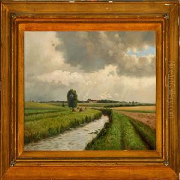 Danish Summer Landscapewith A Stream - view 1