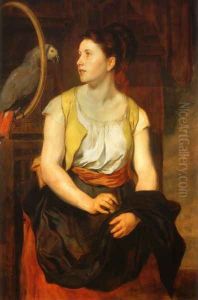Mädchen mit Papagei (Die Gattin des Künstlers) (Girl with a Parrot (The Artist's Wife)) by Hans (Johann von Strasiripka) Canon