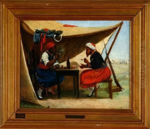 An African Soldier And A Zouav In A Tent by David Jacobsen