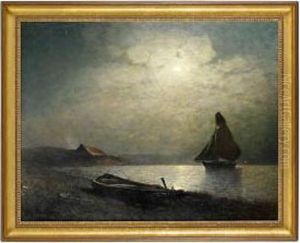 Manskensseglats. Signerad S. Jacobsen by Sophus Jacobsen