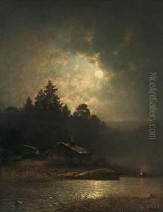 Clair De Lune Sur Le Lac by Sophus Jacobsen