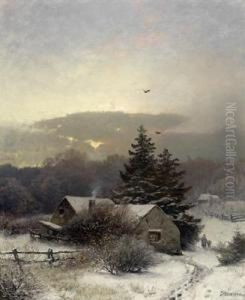 Abendliche Winterlandschaft by Sophus Jacobsen