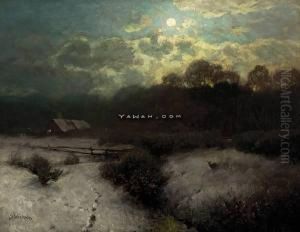 Vinterlandskap I Maneskinn by Sophus Jacobsen
