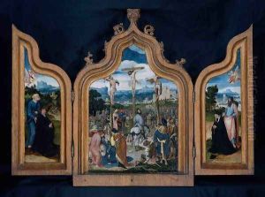 Triptych with Calvary and Patrons 1506 by Jan Wellens de Cock