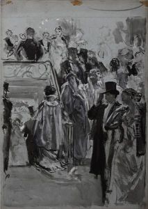 Elegant Figures At A Ball by George Percy Jacomb-Hood