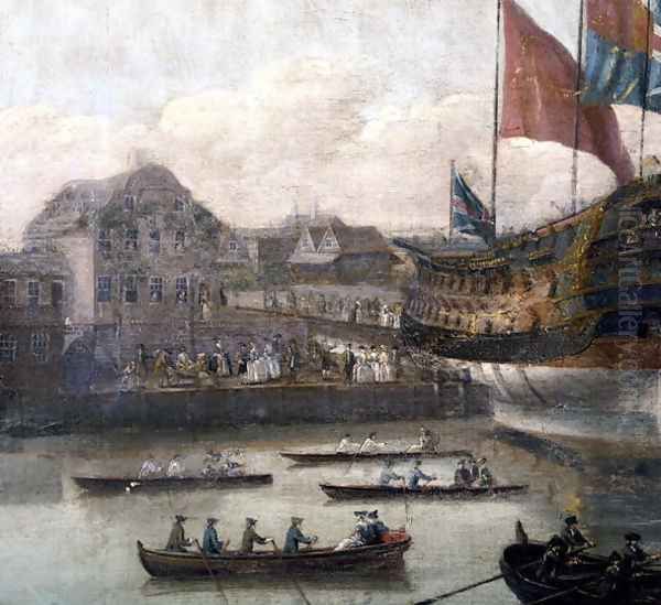Launch at Deptford Dockyard, c.1750 (detail) - view 1