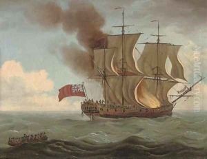 The Luxborough Galley on fire by John the Elder Cleveley
