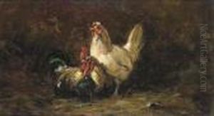 Study Of A Cockerel And Hen by Charles Jacques