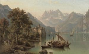 On A Calm Mountain Lake by Heinrich Jaeckel