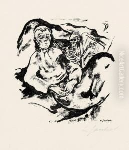 Frau Und Skelett by Willy Jaeckel