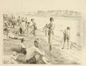 Am Elbstrand.1930 by Georg Jahn