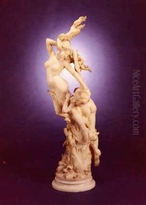 A Marble Group of Two Female Figures by Vittorio Caradossi