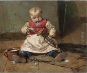 Child With A Trumpet by Georg Jakobides