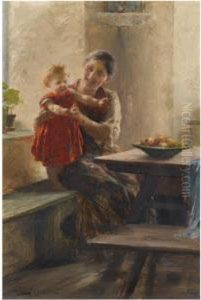 Mother And Child by Georg Jakobides
