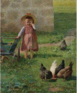 Young Girl In A Garden by Georg Jakobides