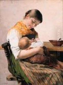 Mother And Child by Georg Jakobides