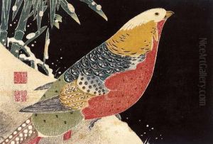 Golden Pheasant And Snow-covered Bamboo by Ito Jakuchu