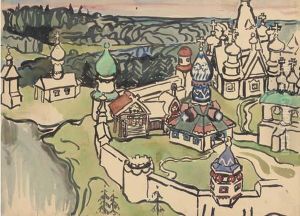 A Small Russian Village by Maria Vasil'Evna Jakuncikova