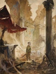 War Scene by Lajos, Louis Jambor