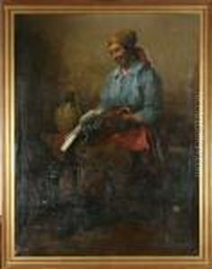 Bondkvinna I Koksinterior by Lajos, Louis Jambor