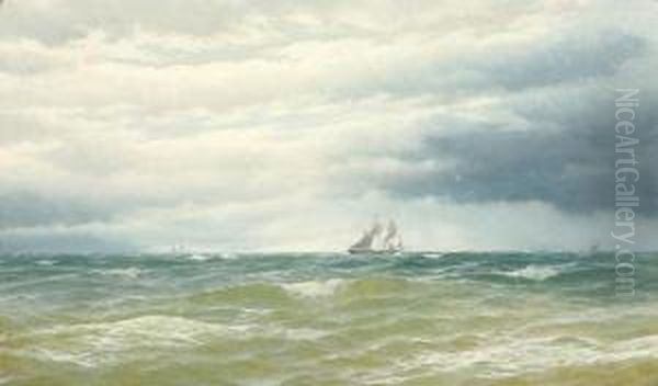 Extensive Seascape With Sailing Boats On The Horizon - view 1