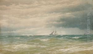 Seascape, With Sailing Boats On The Horizon by David James