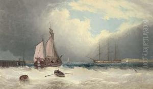 A Barge Running Out Of Harbour - view 1
