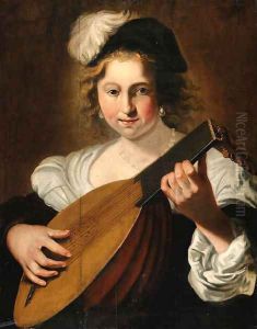 A lady playing a lute A lady playing a lute