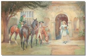J. Sanderson Wells, Maid
Servantcarrying Refreshments To Horsemen Outside A Country Mansion by John Wells James
