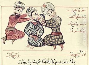 Ms Sup Turc 693 fol.76v Excision of a ranula from under the tongue, 1466 by Charaf-ed-Din
