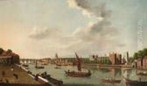 The Thames At Lambeth Palace, 
With St. Paul's Cathedral And Westminster Bridge Beyond, London