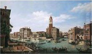 A View On The Grand Canal, 
Venice With Church Of Saint Geremia And The Entrance To The Cannaregio