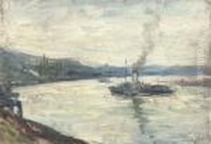 A Paddlesteamer On A River