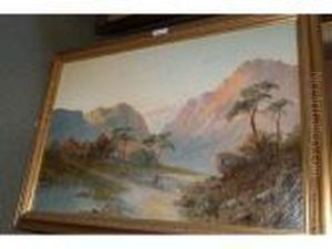 Mountain Landscape With Figures On A Track Mountain Landscape With Figures On A Track