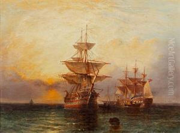 Men-o-war 'hero' And 'research' Off Sheerness;beating Up The English Channel - view 1