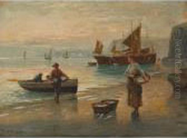 Fisherfolk Unloading The Day""""s Catch - view 1