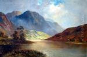 Unframed Oil On Canvas Loch Scene Signed 16 X 24in