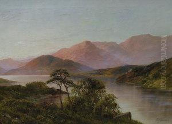 Highland Loch At Dusk - view 1