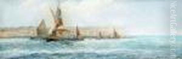 Sailing Boats Off A Coastal Town - view 1